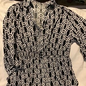 Black White Collared 3/4 Sleeve Women’s Blouse   Cato’s 22/24 Womem’s Plus